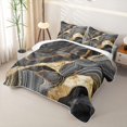 thumbnail image 3 of Erosebridal Gray Gold Marbling Twin Quilt Set for Women Men, Fashion Marble Ombre Twin Coverlet Set, 2-Piece, 3 of 7