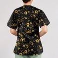 thumbnail image 3 of Iaqnaocc Scrubs for Women Funny Floral Print Nurse Uniforms Trendy V-Neck Side Slits Scrub Tops Party Short Sleeve Tees Blouse with Pockets Multicolor 5XL, 3 of 4