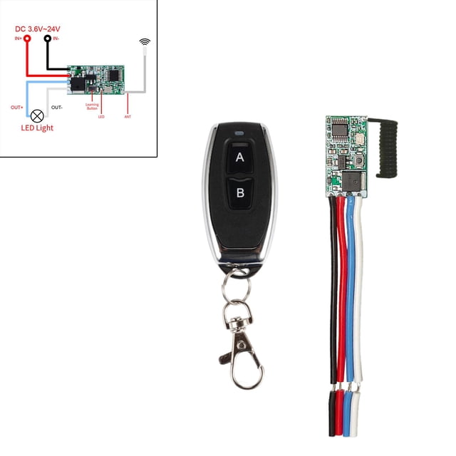 Interruptor de telemando Yotijar DC 12V 433MHz Inalámbrico AB BLACK ANTENNA