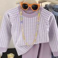 thumbnail image 3 of Faraee Toddler Baby 2 Piece Outfit Set Plaid Long Sleeve Crew Neck Top Solid Color Long Pants Soft Knit Loungewear for Boys Girls 6‑12 Months to 6‑7 Years, 3 of 5