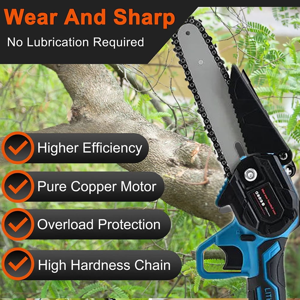 PRAXO 6" Mini Chainsaw Cordless with 2 Batteries 2 Chains, 6-inch Battery Powered Chain Saws Handheld Electric ChainSaw Cordless Battery Chainsaw Wood Cutter