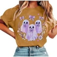 thumbnail image 2 of Karight Womens Fall Shirt Crew Neck Funny Ghost Graphic Tees Short Sleeve Thanksgiving Tops, 2 of 4