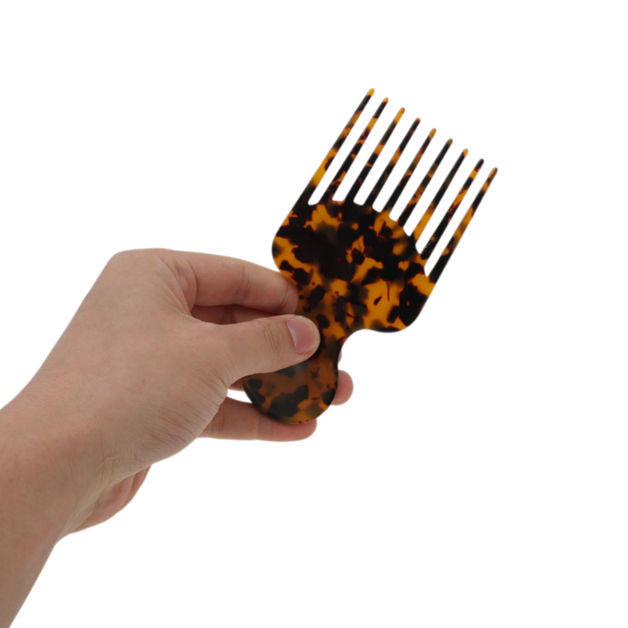 Unique Bargains 1 Pc Round Handle Marble Hair Insert Comb for All Hair Types Brown