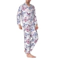 thumbnail image 2 of Sikiie Butterflies in Pastel Mens Pajama Set, Soft Warm Long Sleeve Sleepwear, Cozy Button-Down Pjs for Men-Large, 2 of 7