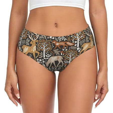 Naloa Moose fox bear leaf tree Womens No Show Cotton Underwear Mid-High Waisted Soft Ladies Panties Strech Breathable Briefs -3X-Large
