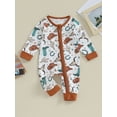 thumbnail image 3 of Autumn Infant Baby Boys Girls Western Jumpsuits 3M 6M 12M 3 Style Cow Head Floral Print Long Sleeve Zipper Romper, 3 of 10