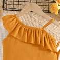 thumbnail image 4 of Ugoldhm Girls Summer Clothes 2 Piece Cute Off the Shoulder Top and Striped Flare-Leg Pant Kids Clothing Set Size 4-8, 4 of 8