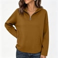 thumbnail image 2 of Lcziwo Quarter Zip Sweatshirt for Women Long Sleeve Oversized Casual Hoodies Y2K Fall Winter Fashion Pullover with Pockets Coffee,L, 2 of 7
