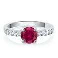 thumbnail image 2 of Gem Stone King 1.24 Ct Round Red Created Ruby Rhodium Plated Ring, 2 of 4