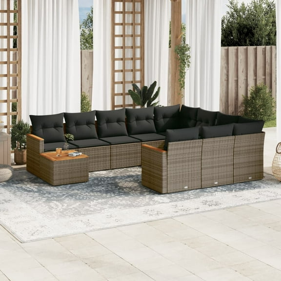 vidaXL Garden Sofa Set Grey, Dark Grey