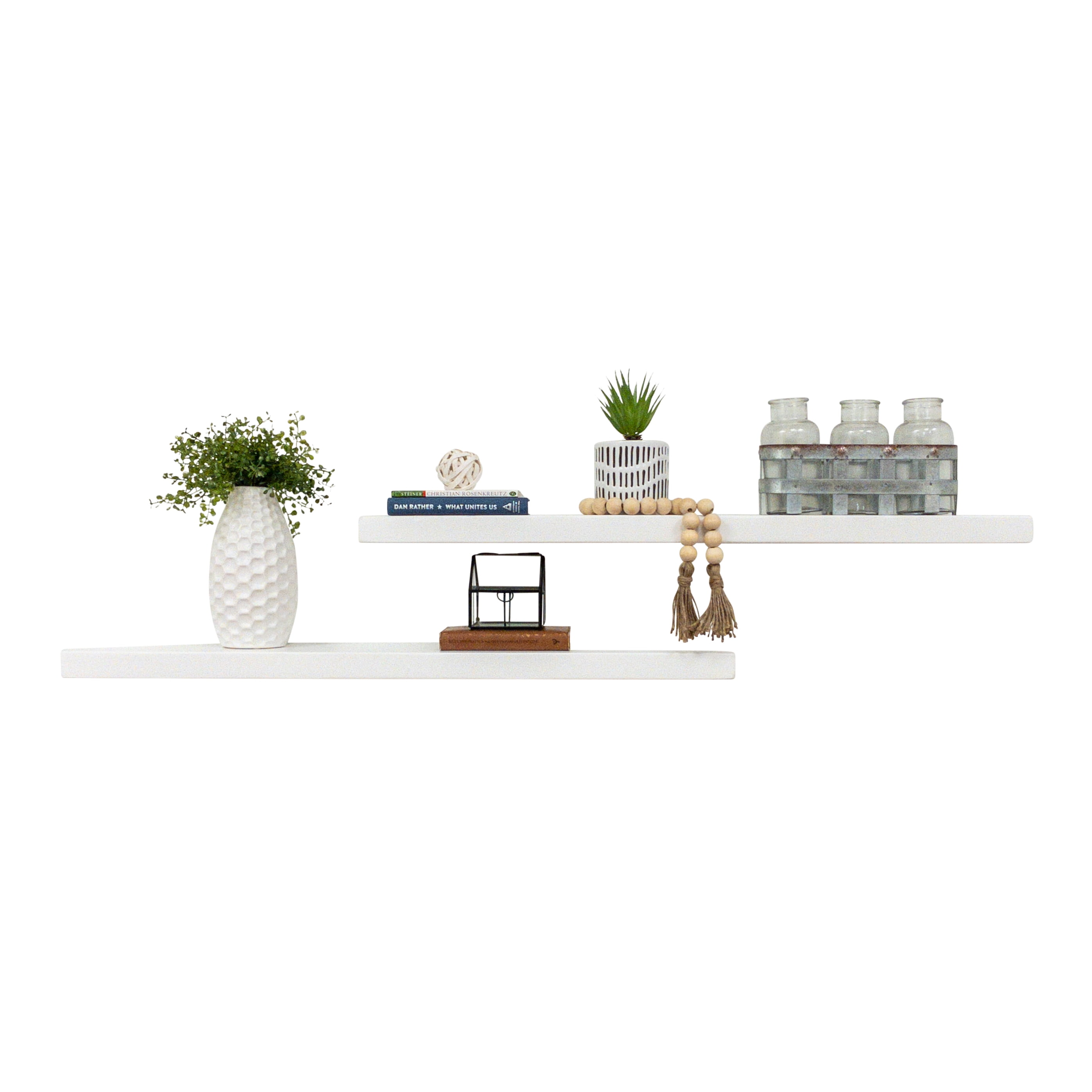 Del Hutson Designs 36 Inch White True, White Distressed Floating Shelves Kitchen