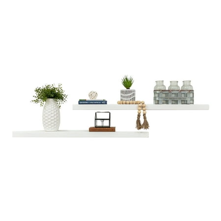 Del Hutson Designs 36-Inch White True Floating Shelves, Set of 2