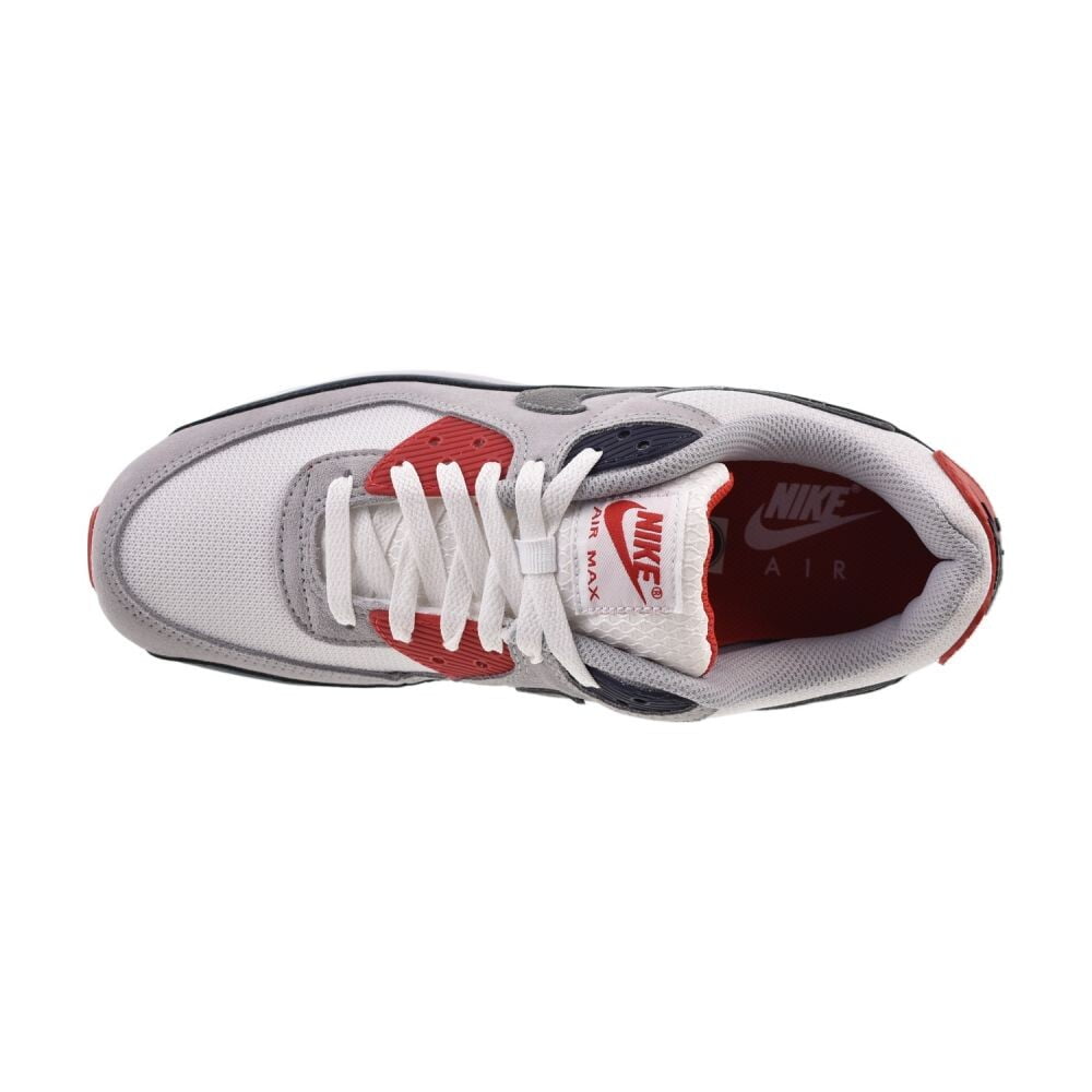 Men's Nike Air Max 90 White/Cool Grey-University Red (DM0029 117) - 11.5