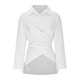 thumbnail image 4 of TKLPEHG Women Tops Dressy Casual Button Lapel Shirts Long Sleeve Lightweight Fashion Loose Classic Solid Color Leisure Comfy Comfy Blouses (White,XXL), 4 of 6
