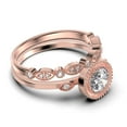thumbnail image 2 of Gorgeous Art Nouvea 1.60 Ct Round Cut Diamond Moissanite Engagement Ring, Boho Moissanite Wedding Ring, One Matching Band In 925 Sterling Silver With 18K Rose Gold Plating Gift For Her, 2 of 4