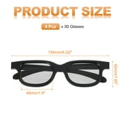 Uxcell 4Pcs Polarized 3D Viewing Glasses, Passive Circular 3D Glasses, Black