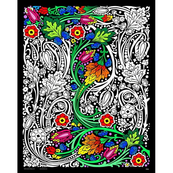 Stuff2Color Floral Mania Fuzzy Velvet Coloring Poster 16" x 20" Poster