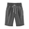 thumbnail image 2 of Meichang Cotton Linen Shorts for Women Elastic Waist Knee Length Bermuda Shorts Loose Lounge Shorts with Drawstring Pockets, 2 of 6