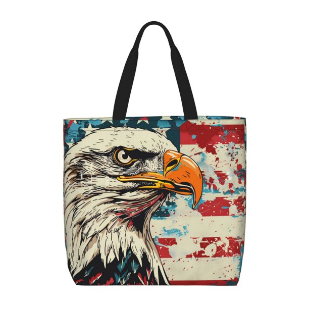 Easygdp Retro American Eagle Bolsa Tote para Mujer, Bolso de Hombro para Trabajo, Playa, Viajes, Compras y Supermercado