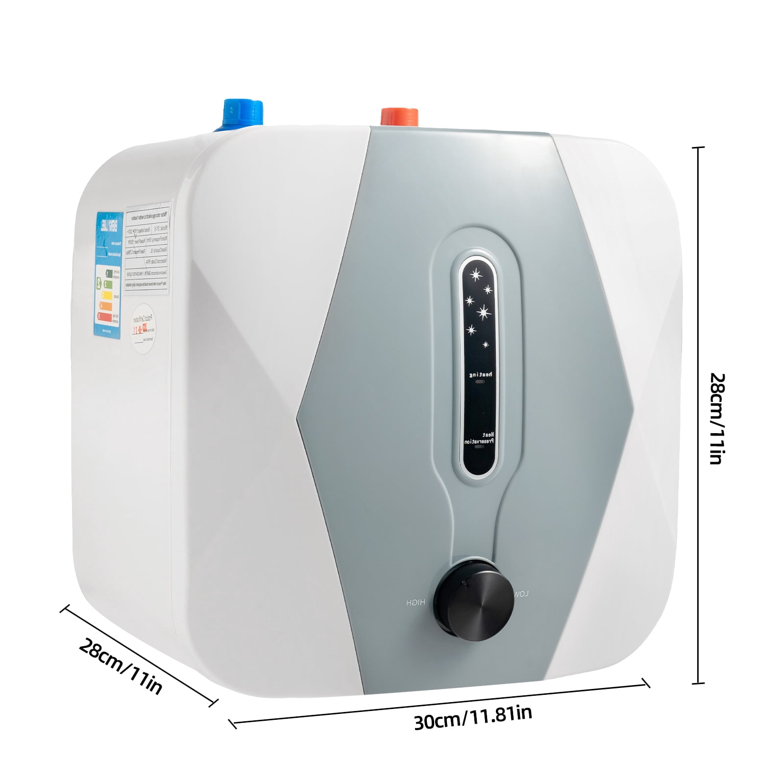Electric Water Heater with 1500W Power, 2.1 Gallons Capacity, 8-15 Minutes Heating, High Efficiency, Thermal Insulation, IPX4 Waterproof, Safe with Overheating Protection