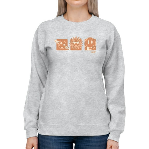 Celestial Joy Icons - Retro Cosmic Emojis Women's Sweatshirt