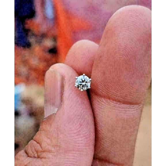 Lab Created Diamond Solitaire Nose Dainty Nose Piercing 14k Yellow Gold Plated Screw On