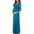 thumbnail image 2 of Mother Bee Maternity V-Neck 3/4 Sleeve Ruched Waist Dress, 2 of 4