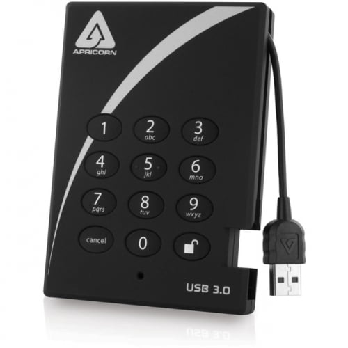 Apricorn Aegis Padlock 480 GB SSD 256-Bit FIPS 140-2 Level 2 Validated Ruggedized USB 3.0 Encrypted External Portable Drive 
