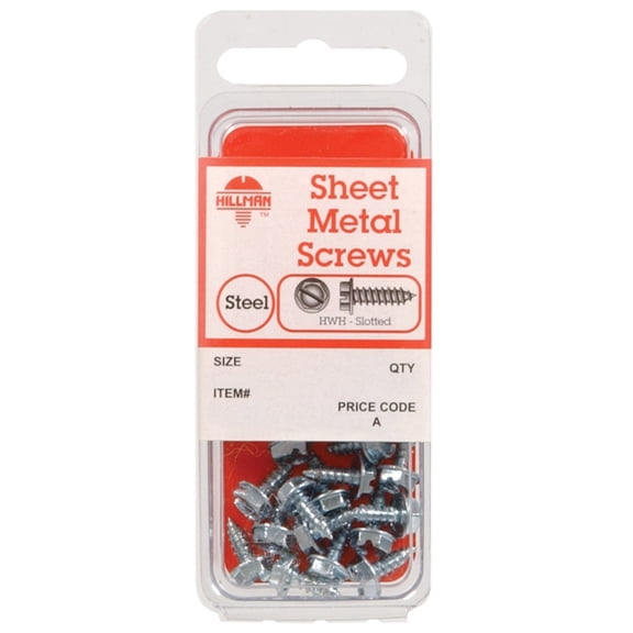 Hillman Sheet Metal Screws No. 12 X 1 " Slotted Hex Head 5 / Card Pack of 10