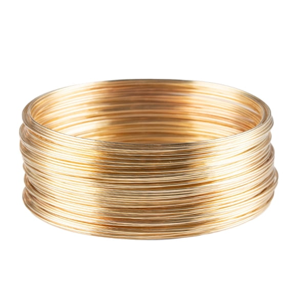 50 bucles de alambre de acero con memoria para joyería, accesorios de alambre de memoria para manualidades y bisutería. Luz de oro