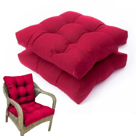 Bxaolu Rocking Chair Cushion, Water Resistant Thicken Durable Tufted Pads, Set of Seat & Back Cushion with Ties for Indoor Outdoor Rocker, 2 Piece, Red