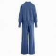 thumbnail image 5 of Towmus Women's 2 Piece Lounge Sets Casual Fall Travel Outfits Fashion Wide Leg Tracksuit V Neck Loungewear Baggy Comfy Sweatsuits, Blue, 2XL, 5 of 6