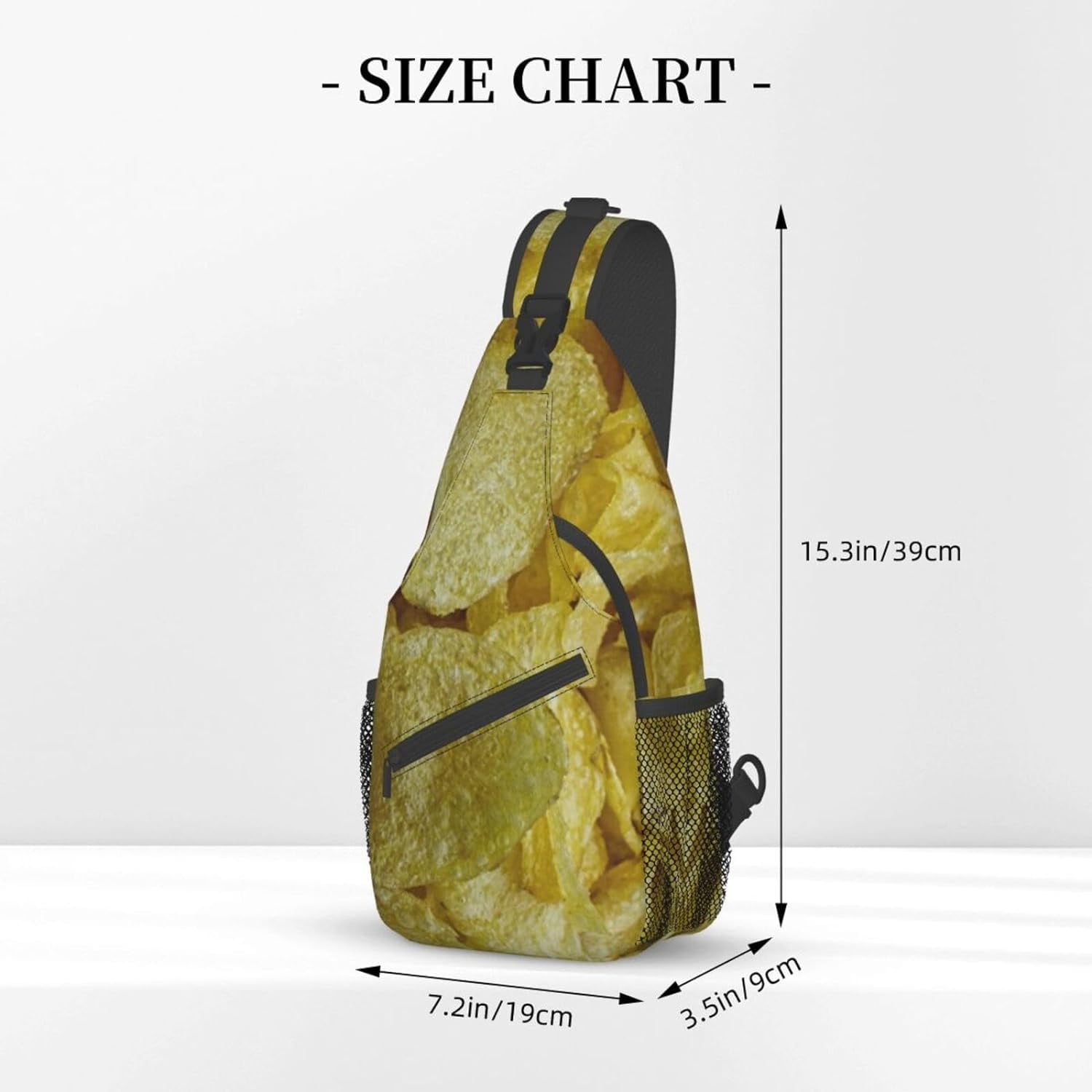 Potato Chips Snack Pattern Sling Bag Crossbody Hiking Travel Chest Bags Backpack Shoulder Daypack for Women Men