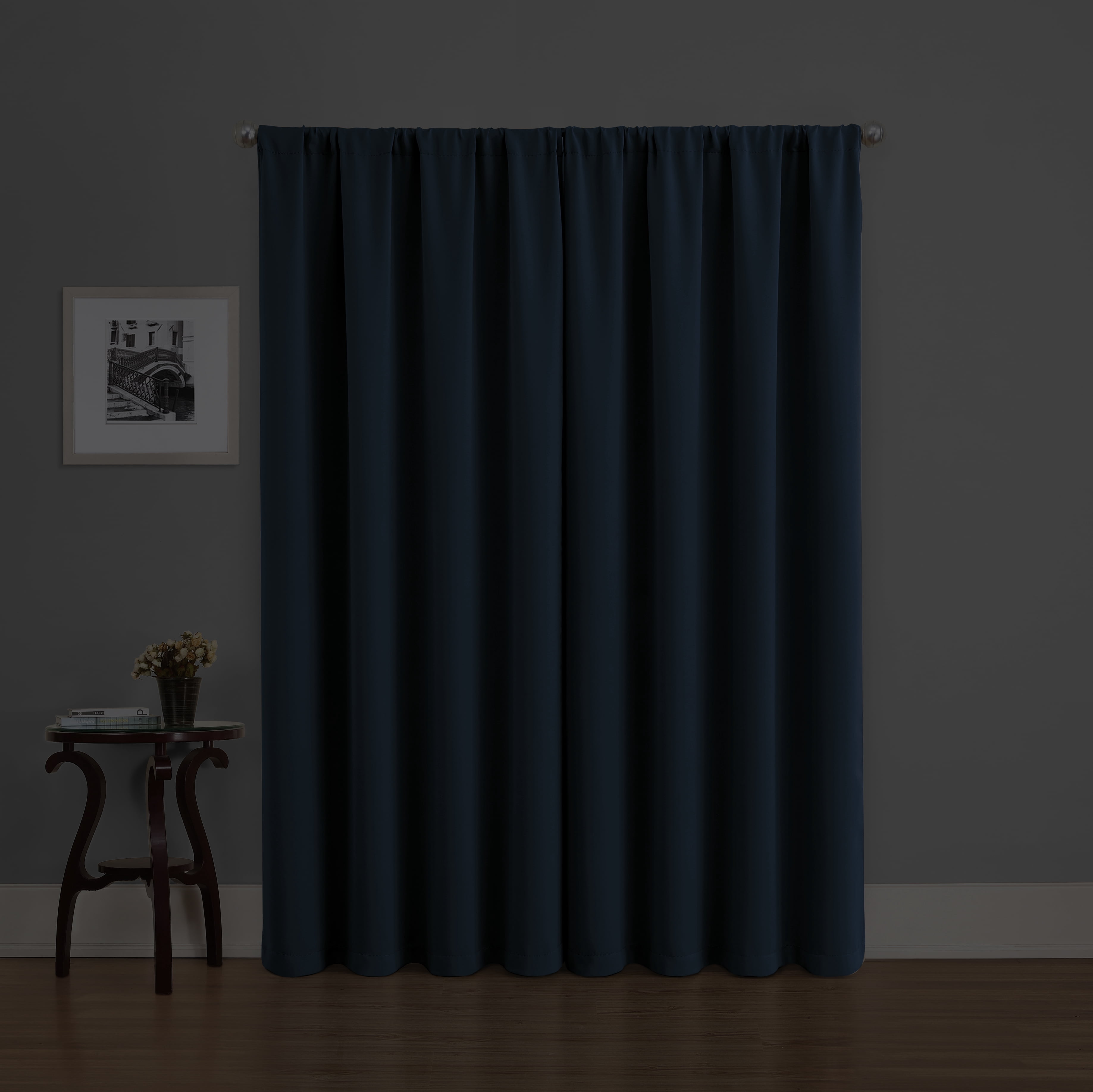 Eclipse Phoenix Blackout Curtain Rod Pocket Panel Pair, Indigo Blue, 50" W x 84" L
