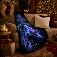 thumbnail image 3 of Wolf Moon Howling At Stars Celestial Scene Mystical, Peaceful Mountain Lake Scene, Warm Flannel Blanket for Cabin and Lodge, Outdoor Lovers Friendship Gift, Fantasy Home Decor, 3 of 9