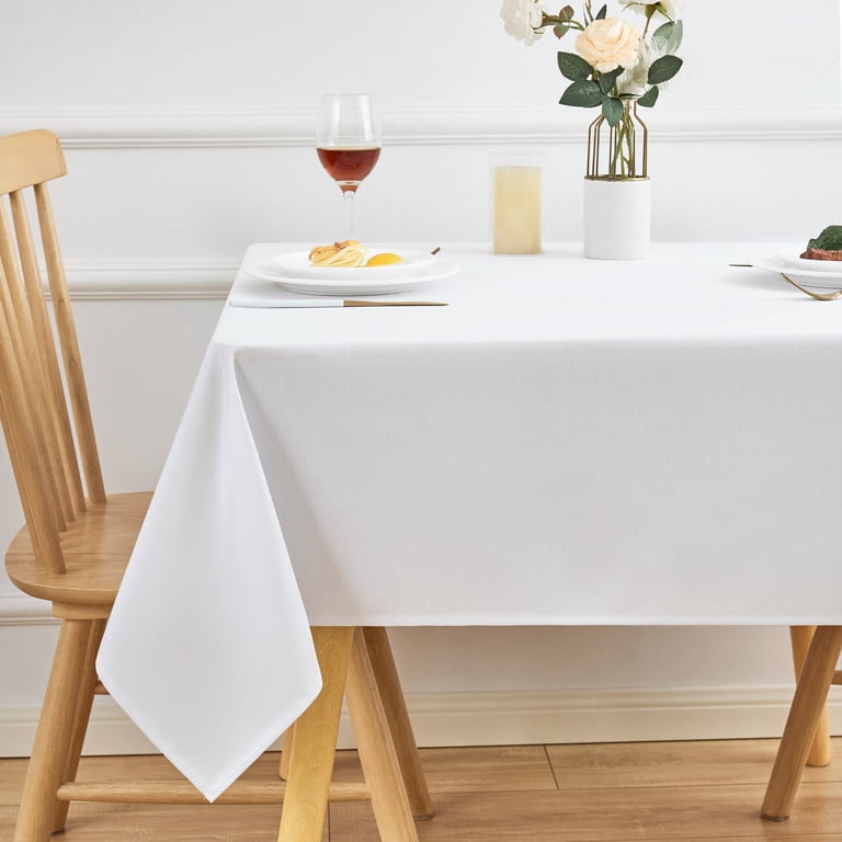 Inosoo Faux Linen Square Tablecloth, 36x36 In, White photo 4