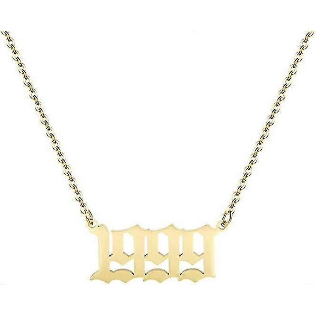 Collar con colgante de acero inoxidable con número de año de nacimiento para mujer (1980-2022)