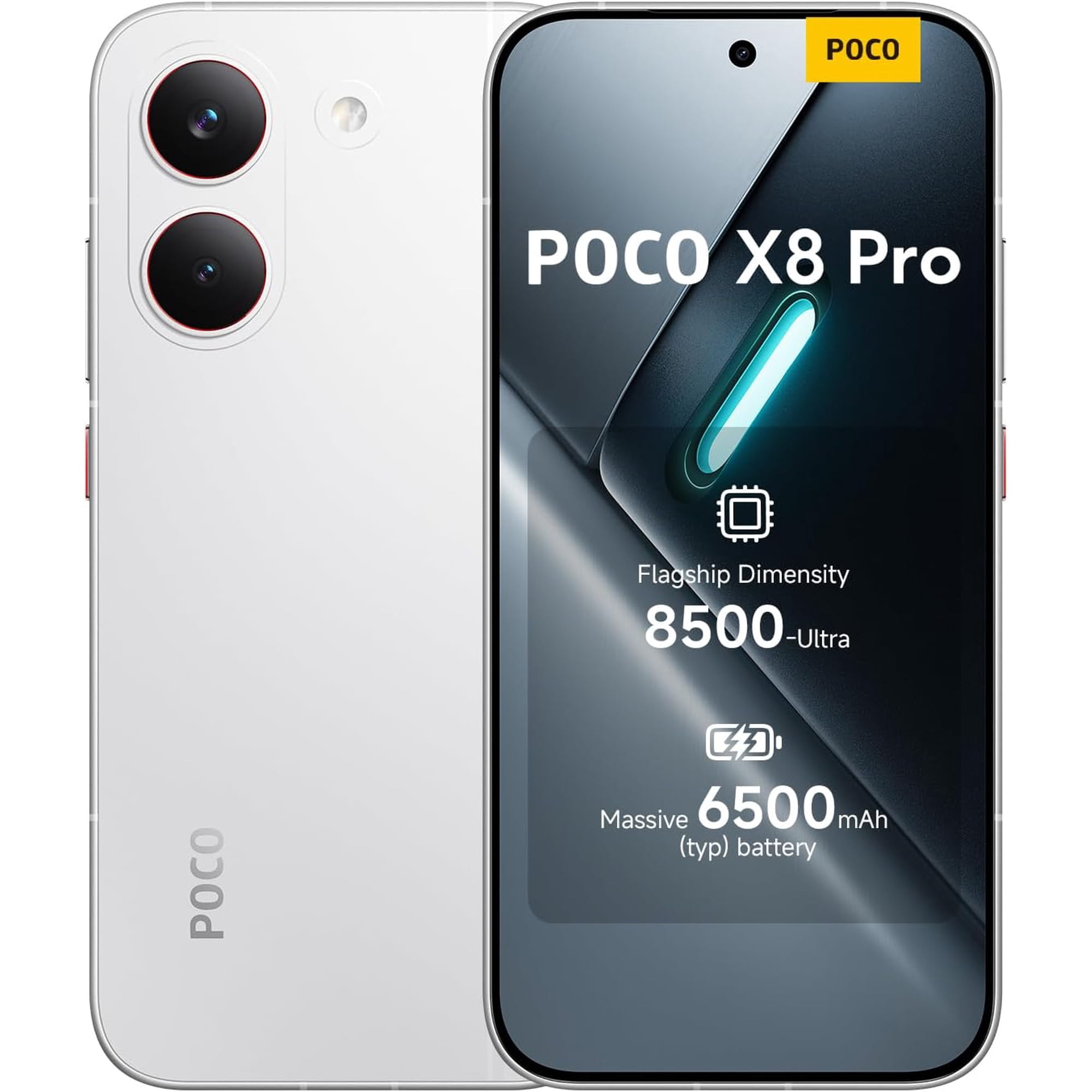 XIAOMI Poco X8 PRO 5G Ai (Compatible with Tmobile Mint Tello & Global) (256GB + 8GB) 6.59" 50MP Gamers Phone NFC Dual sim Unlocked Model 2511FPC34G Liberado (White)