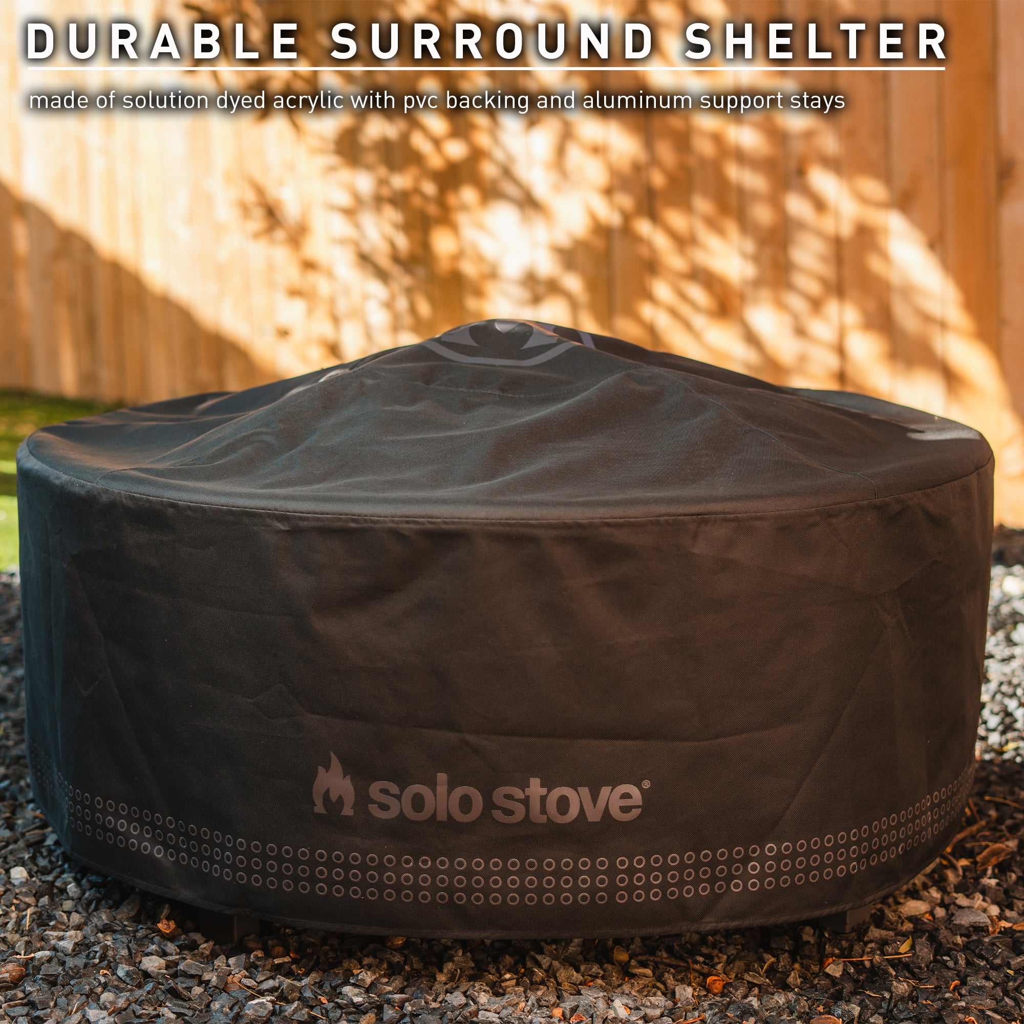 Solo Stove Surround Shelter Small | Protective Cover for Fire Pit Surround Table, Weather-Resistant, Solution Dyed Acrylic/ PVC Backing/ Aluminum Support Stays, Dims (HxDia): 20.8 x 42.5 in, Black