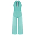 thumbnail image 3 of iiniim One Piece Rompers Overall for Girls Rhinestones Dance Bodysuit Disco Party Wide Leg Pants Playsuit Light Green 12, 3 of 4
