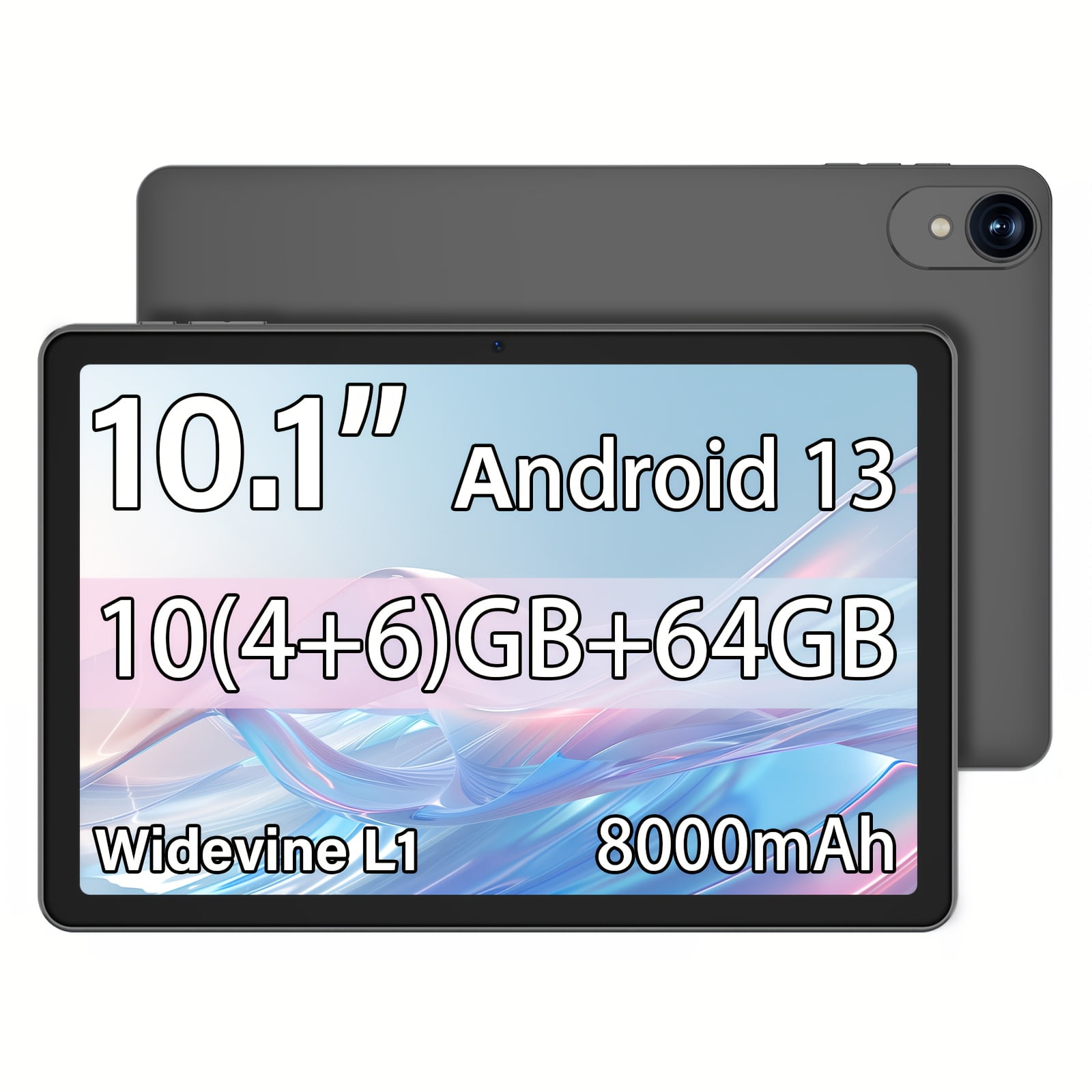 Tablet, 10.1 inch Android 13 Tablet, 10(4+6)GB RAM+64GB ROM+1TB Expandable Tablets, Octa-Core Processor, 8000mAh Battery,WiFi 5,Dual Camera, HD Display, GPS