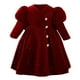 thumbnail image 2 of Vestido de terciopelo rojo de manga larga en color liso para niñas de tallas medianas y grandes., 2 of 9
