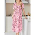 thumbnail image 3 of KISSGAL Nightgowns for Women Button Front Henley Neck House Dress Short Sleeve Soft Pajamas Dress Sleepwear, 3 of 8