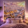 thumbnail image 2 of Snowy European City Glowing by a River and Stone Bridge, Romantic Vintage for Art Lovers, Scenic Landscape Wall Art, Christmas Gift, Tapestry Wall Hanging for Bedroom and Living Room, 2 of 7