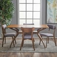 thumbnail image 4 of Noble House Banbury Mid Century Natural Walnut Wood Dark Grey 5 Piece Dining Set, 4 of 5