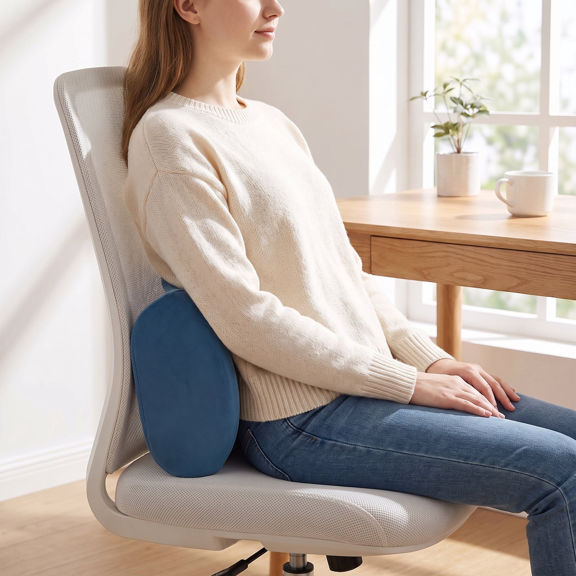 Unique Bargains Lumbar Support Pillow Cotton Back Support Peacock Blue 18.9" x 11" x 5.1"