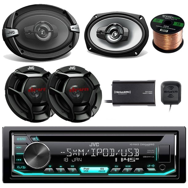 jvc kdr680s single din indash cd/am/fm/ receiver, siriusxm satellite