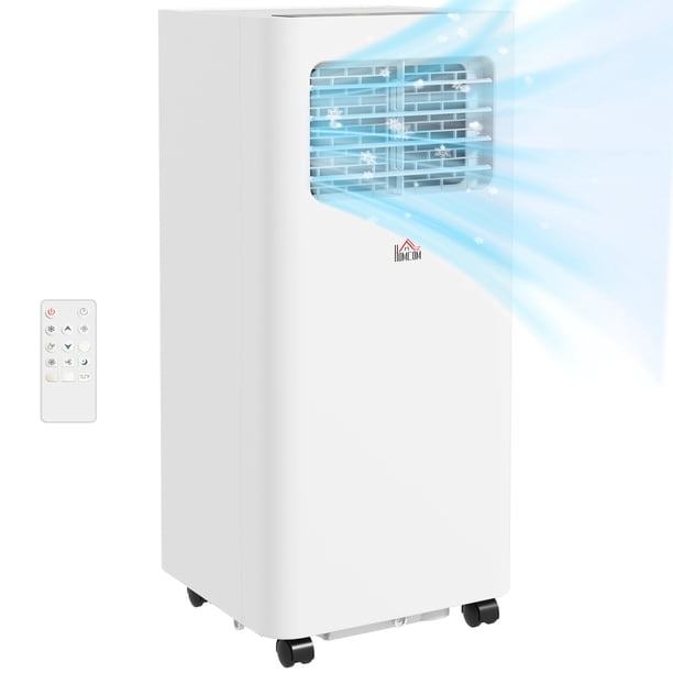 Aire acondicionado portátil HOMCOM de 8000 BTU para habitaciones de hasta 345 m2. Ft., unidad de aire acondicionado 3 en 1 con deshumidificador, ventilador de refrigeración, suspensión, control remoto
