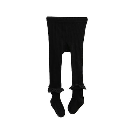 

Ixbnca Girls Cotton Tights Toddler Knit Seamless Ruffle Hem Baby Ribbed Cute Stocking Leggings Pants