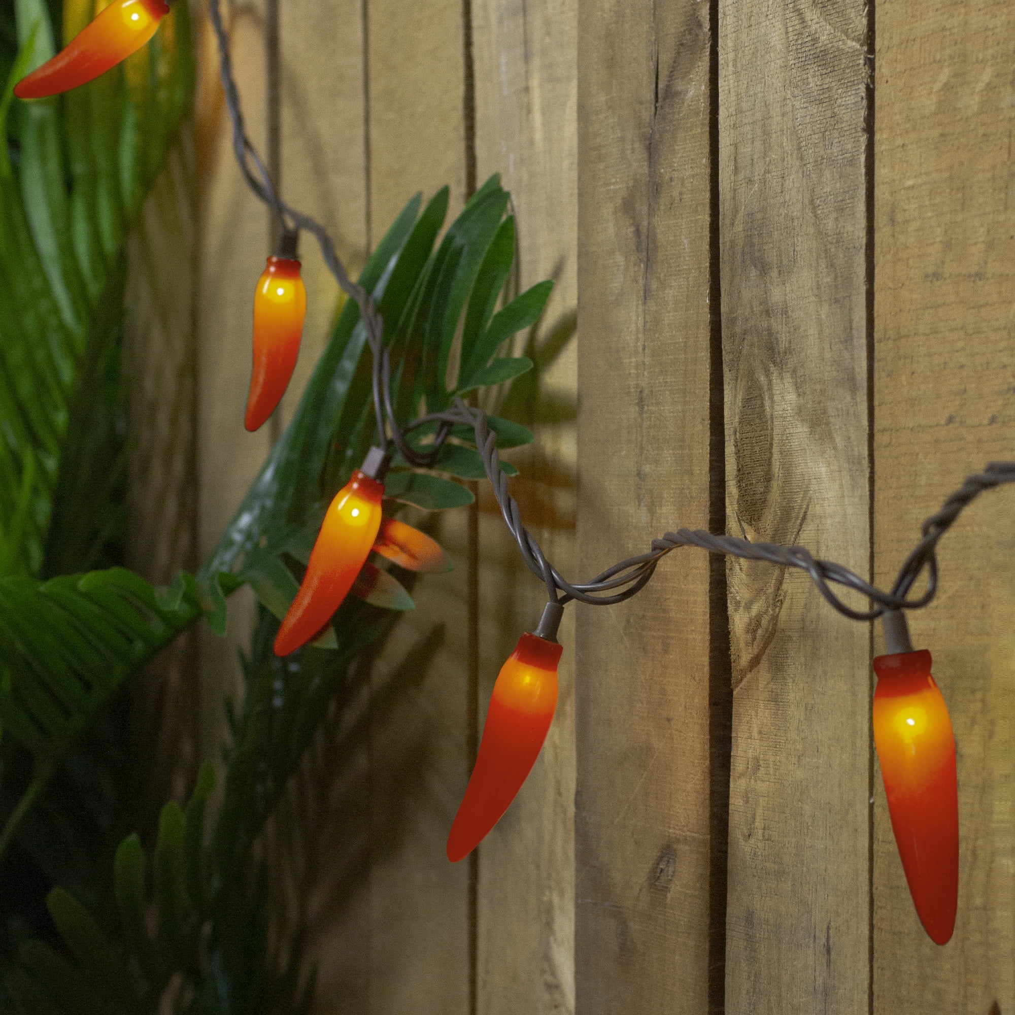 35-Count Red Chili Pepper Patio String Light Set, 22.5ft Brown Wire